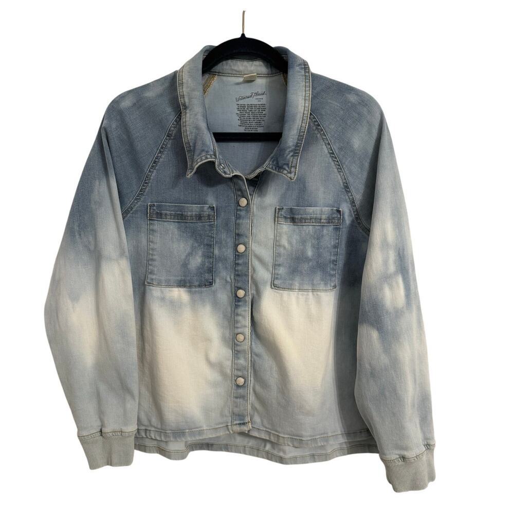 Universal Thread Women's L Marbled Pearl Button Tie Dyed Denim Stretch Shacket